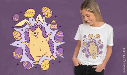 design de t-shirt de animal de ouriço de páscoa