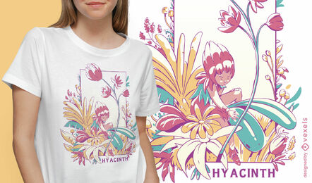 Design de camiseta de flores de fada de fantasia