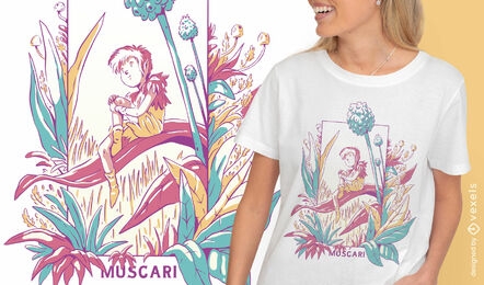 Cute fantasy fairy with flowers t-shirt design