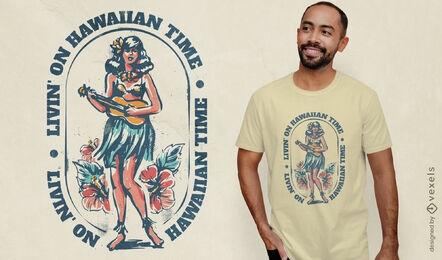Hawaiian girl with ukelele t-shirt design