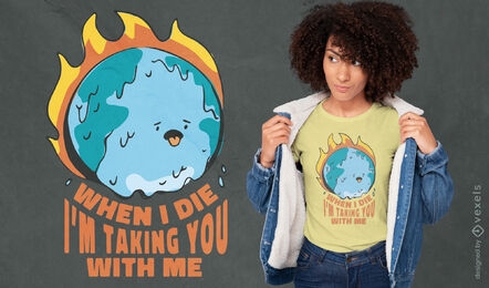 Planet Erde auf Feuer T-Shirt-Design
