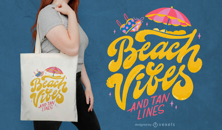 Beach vibes tan lines tote bag design