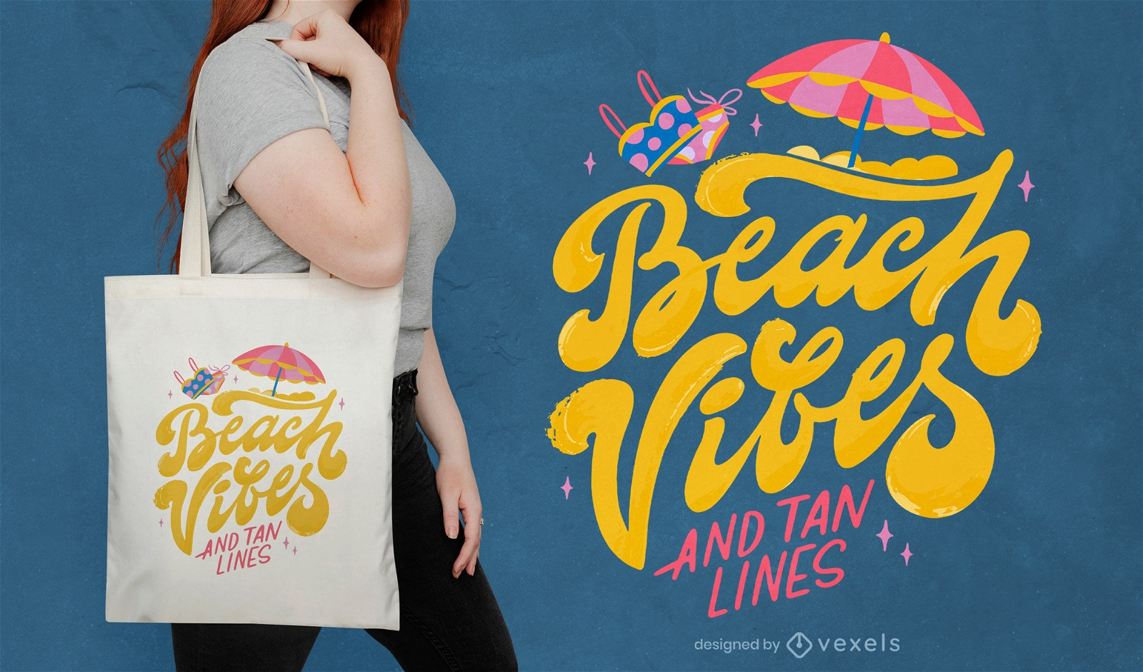 Beach vibes tan lines tote bag design
