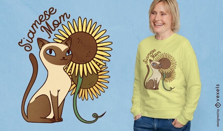 Siamese cat mom sunflowers t-shirt design