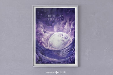 Diseño de cartel de cita de cielo lunar