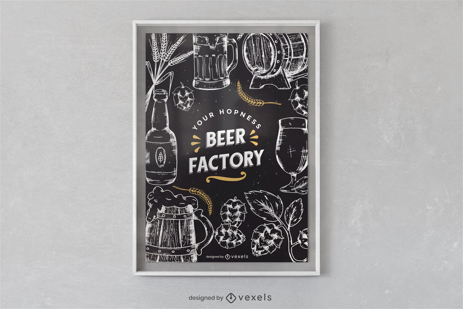 Design de cartaz de lousa de fábrica de cerveja