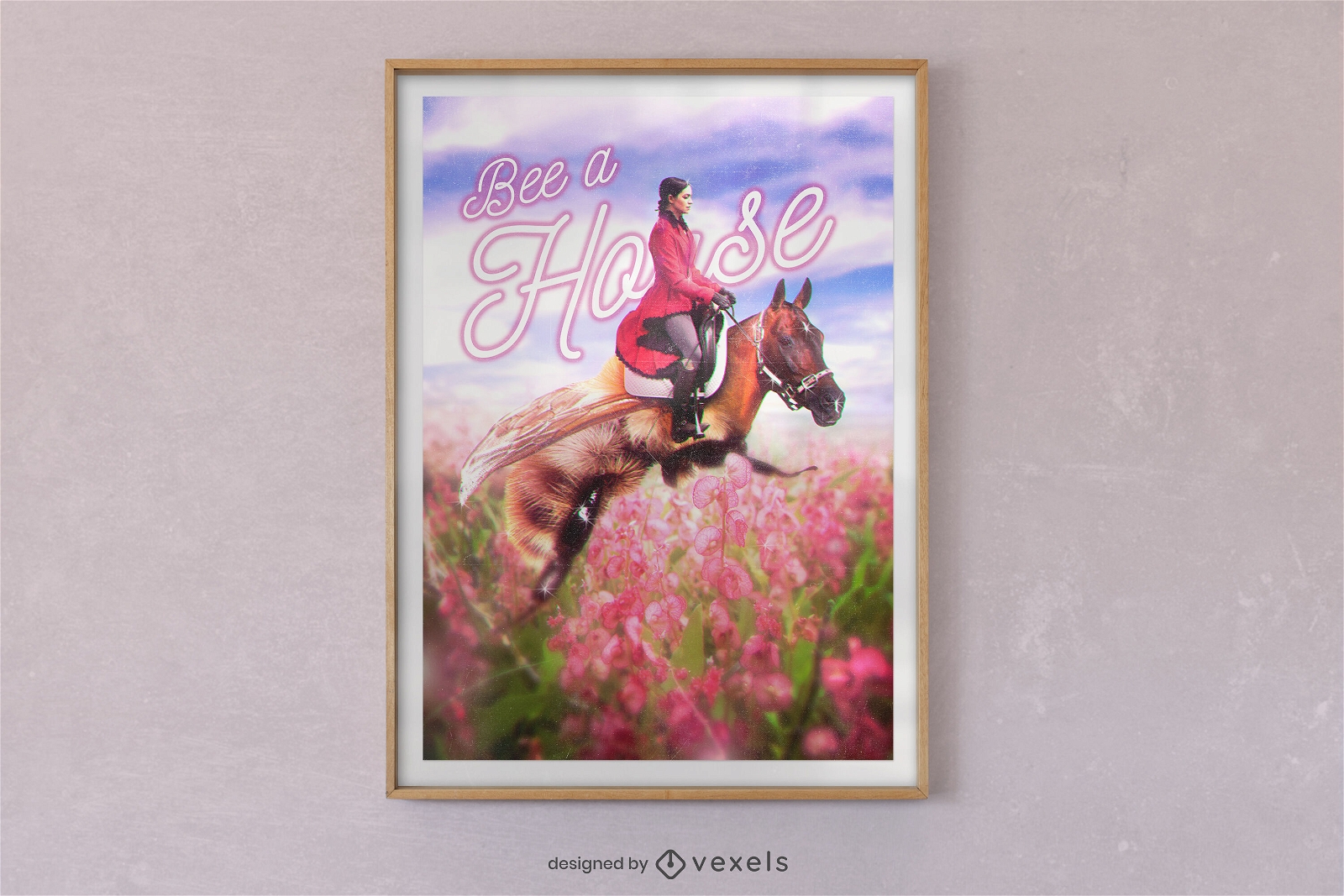 Design de cartaz de cavalo de abelha