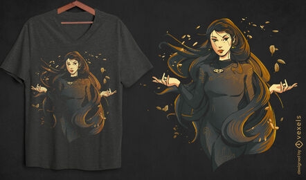 Diseño de camiseta mágica de mujer mística.