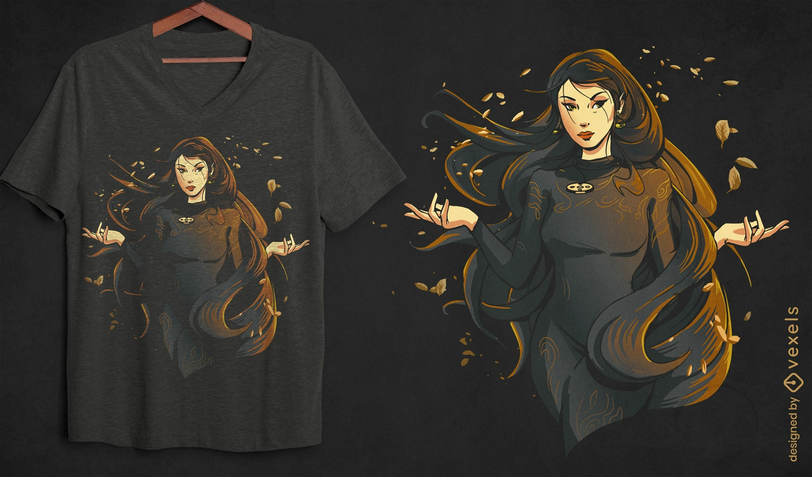 Magisches T-Shirt-Design der mystischen Frau