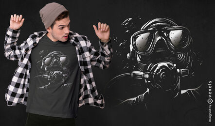 Design de camiseta de mergulhador realista