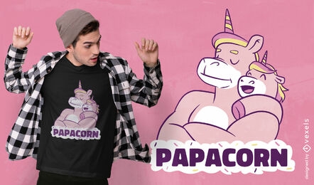 Diseño de camiseta de papá y bebé unicornio.