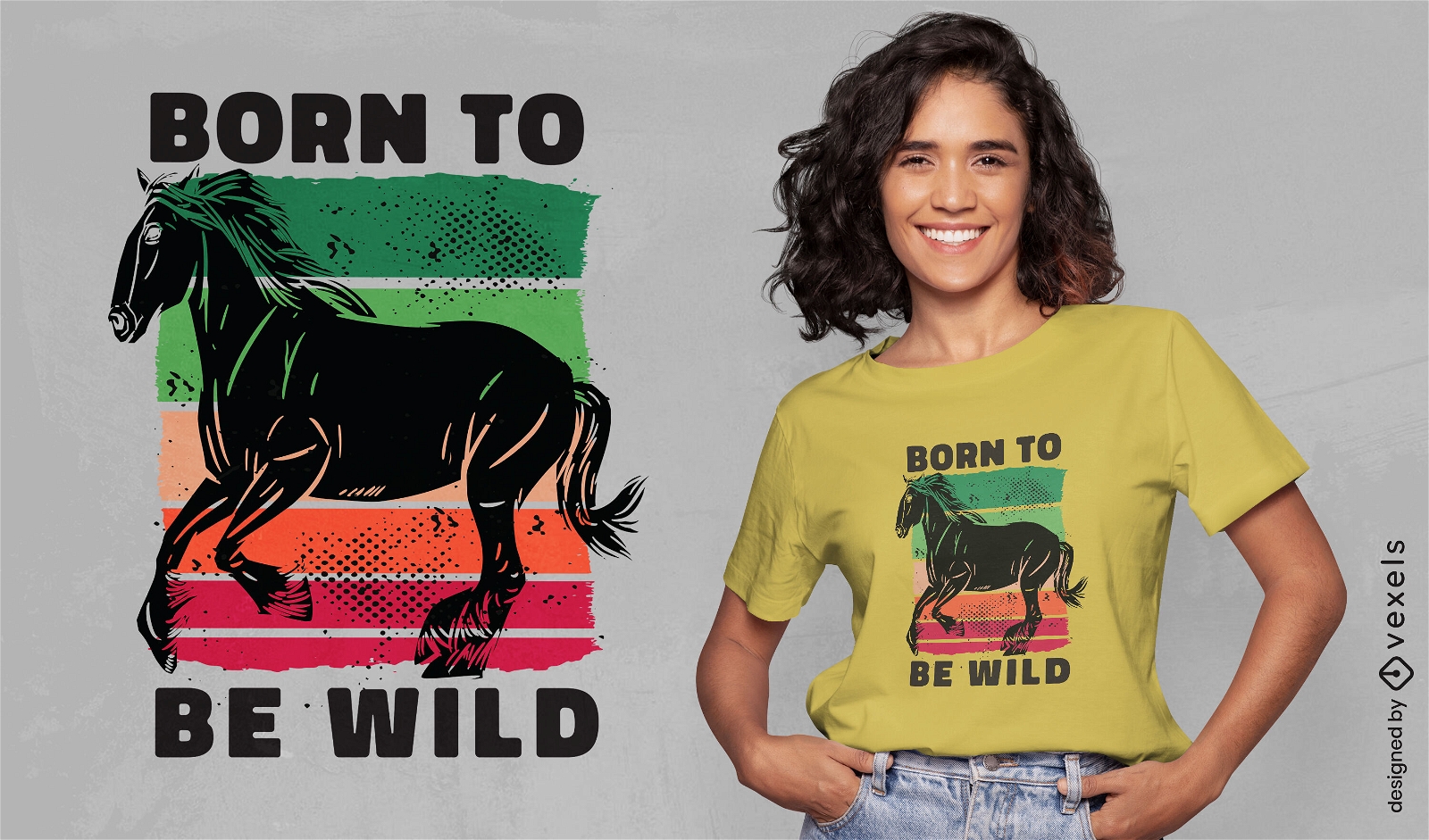 Design de camiseta de corrida de cavalo selvagem