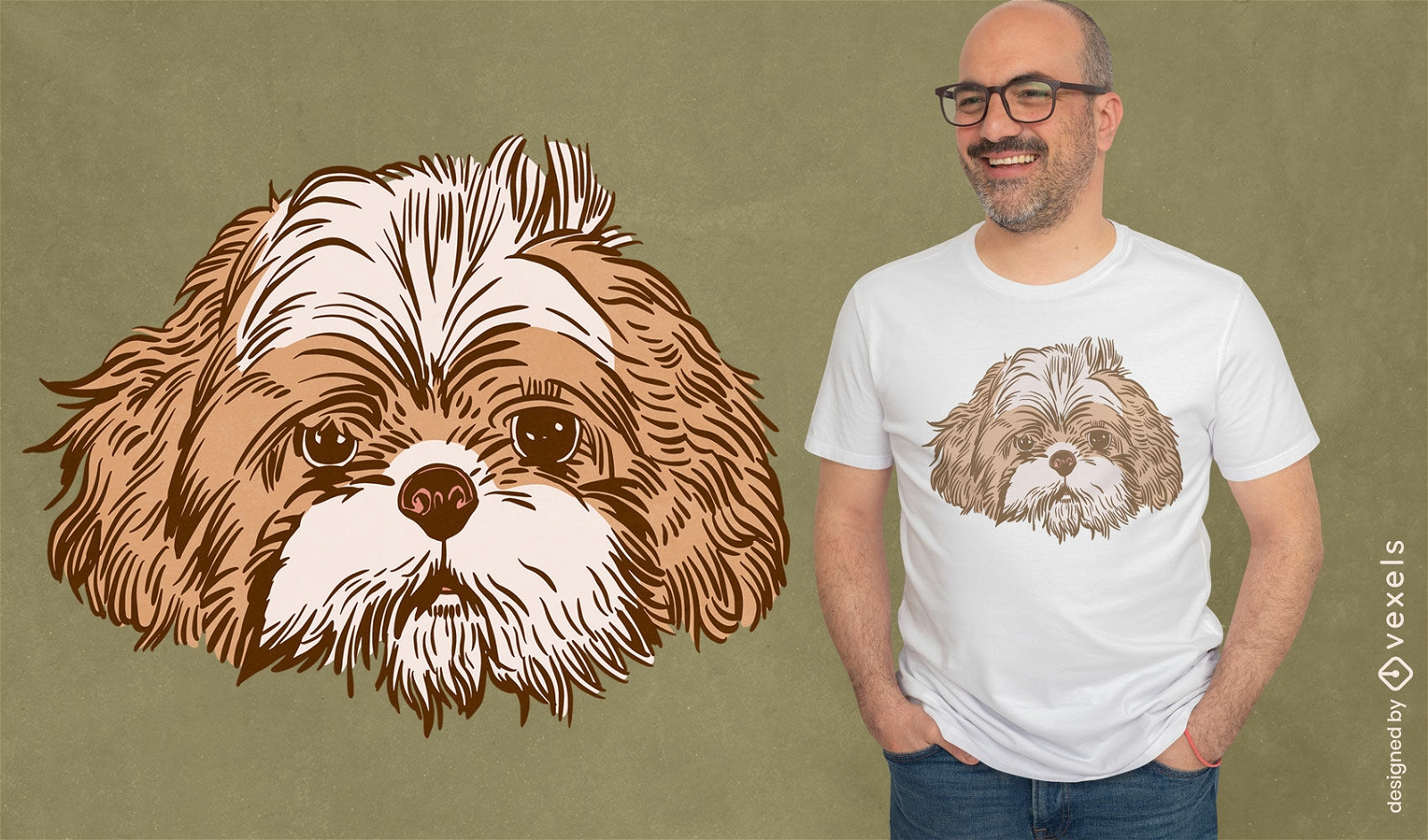 Diseño de camiseta de perro Shihtzu