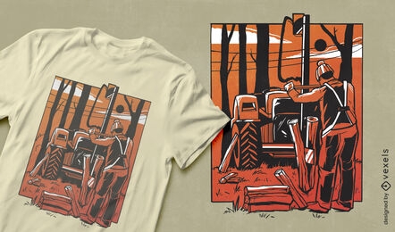 Diseño de camiseta de ilustración de leñador