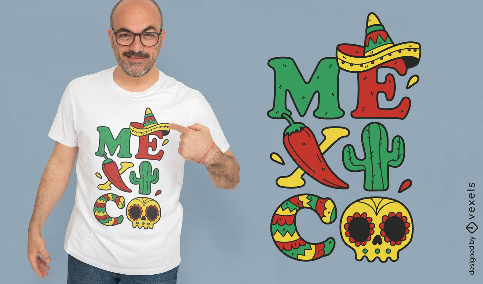 Design de camiseta de elementos da cultura do México