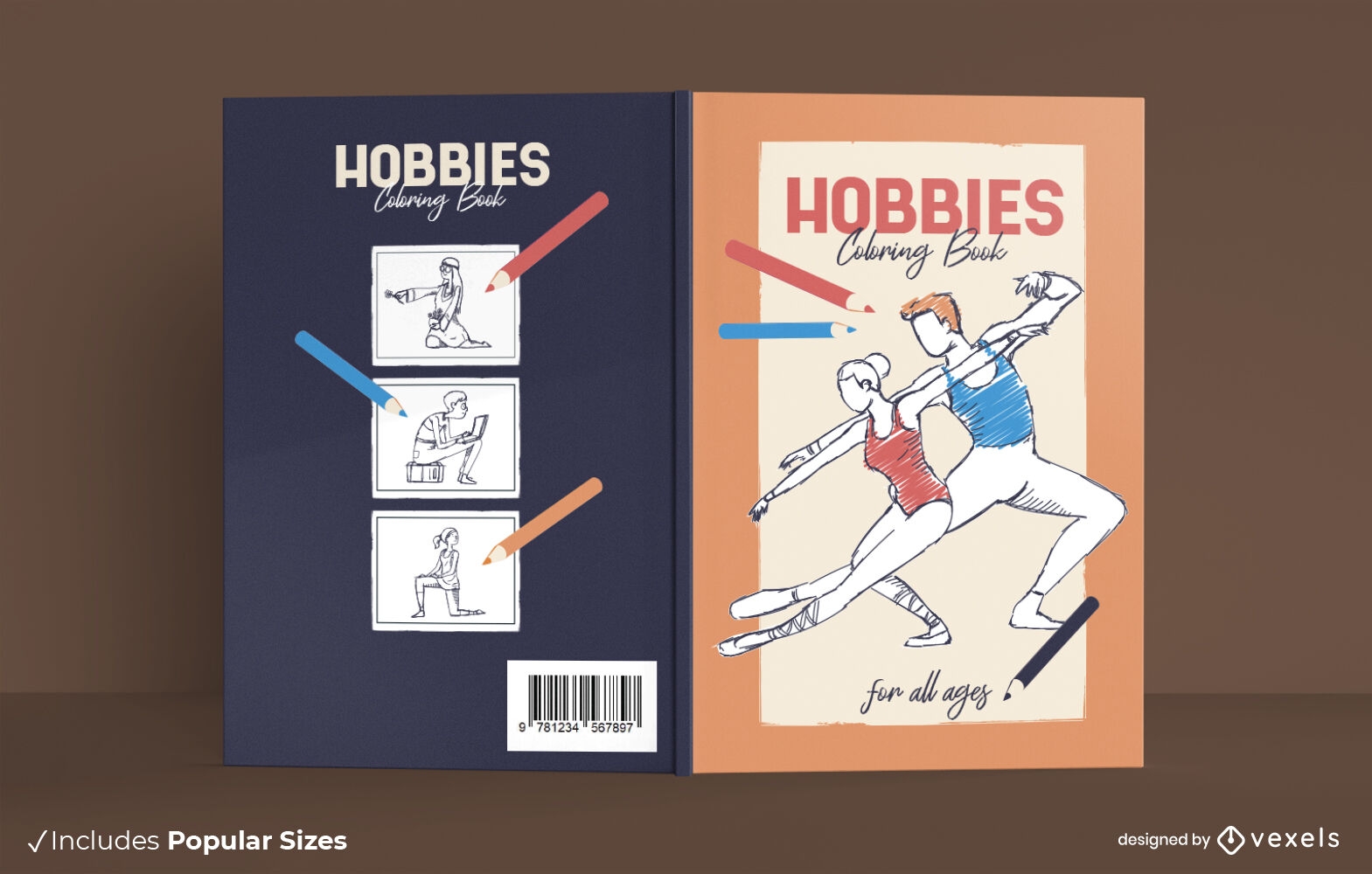 Diseño de portada de libro para colorear de baile de pasatiempos