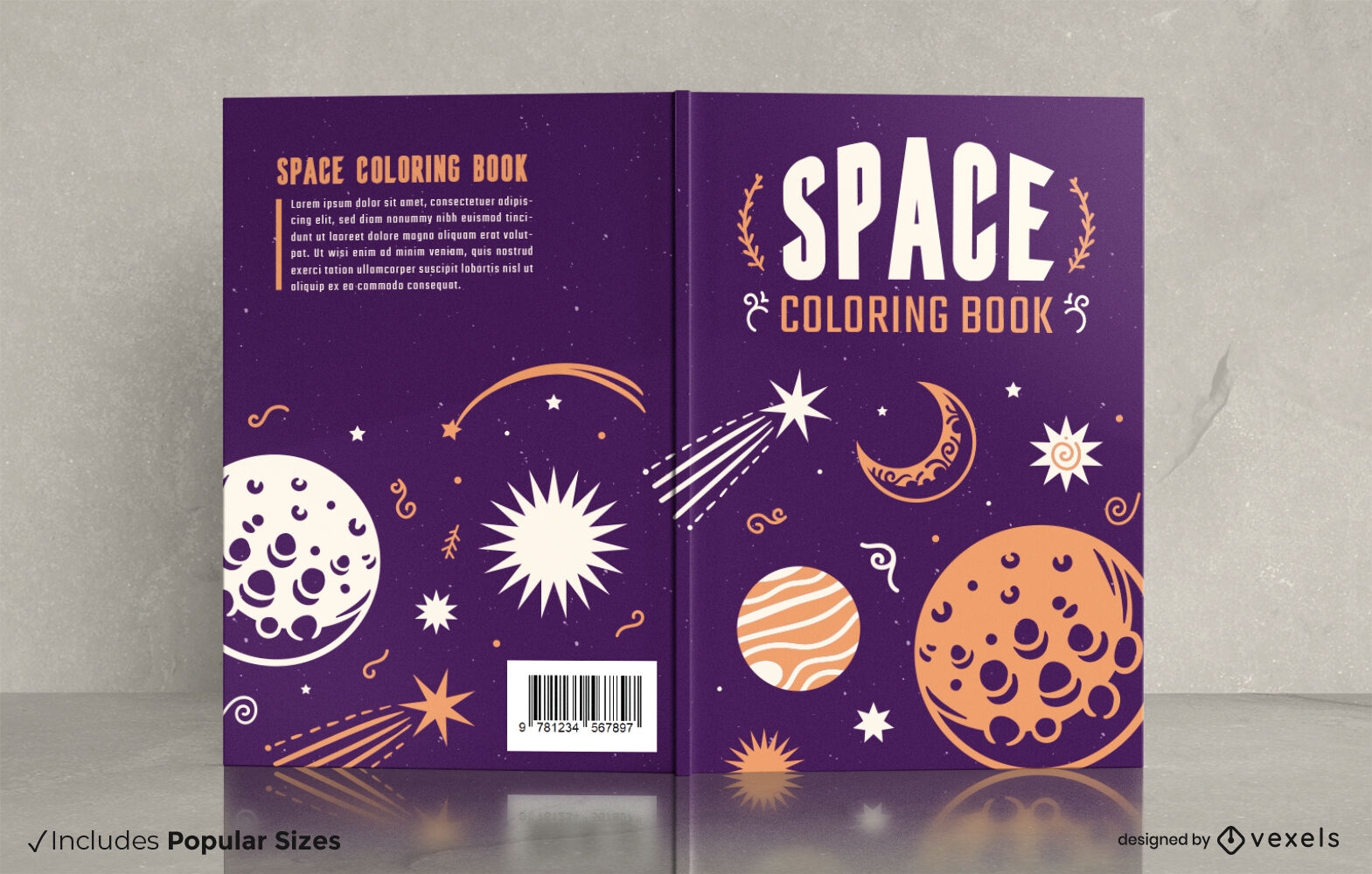 Space astronomy coloring book cover design