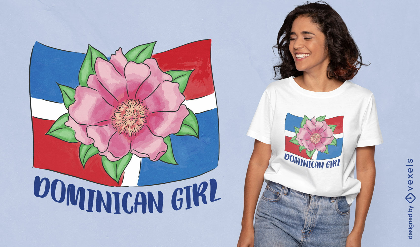 Dominikanische M?dchen Flagge T-Shirt-Design