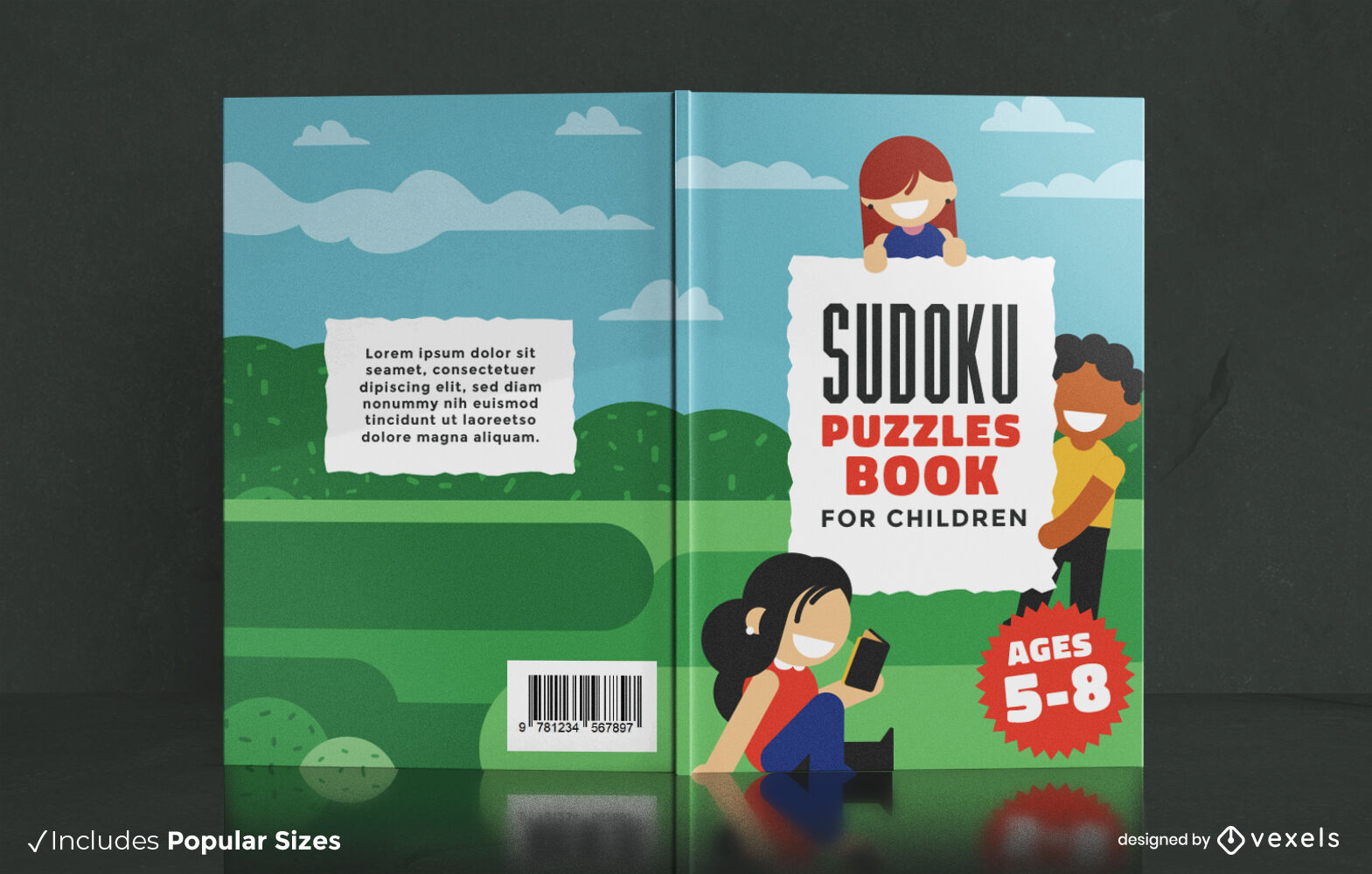 Sudoku Puzzles para niños Diseño de portada de libro