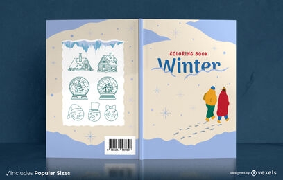 Diseño de portada de libro para colorear de invierno
