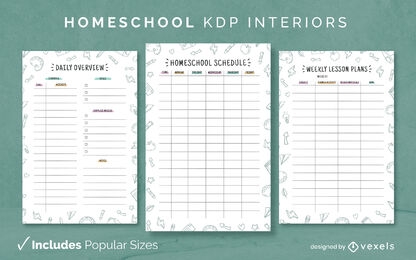Páginas de design de interiores do kdp para educação em casa