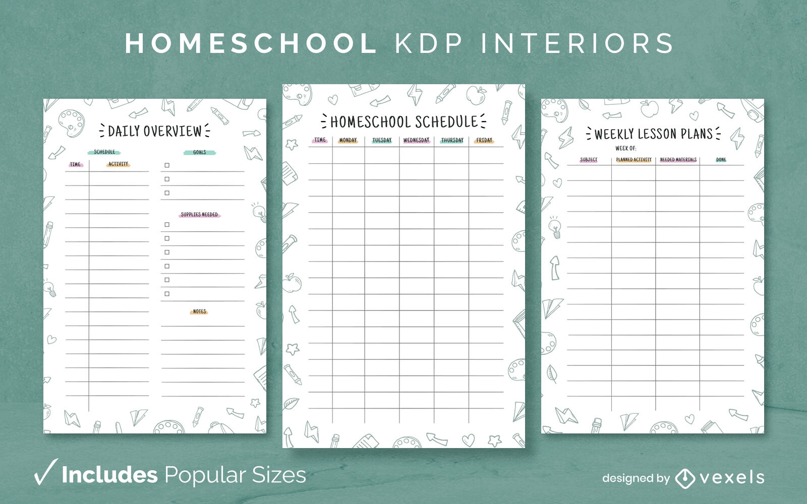 Páginas de design de interiores do kdp para educação em casa