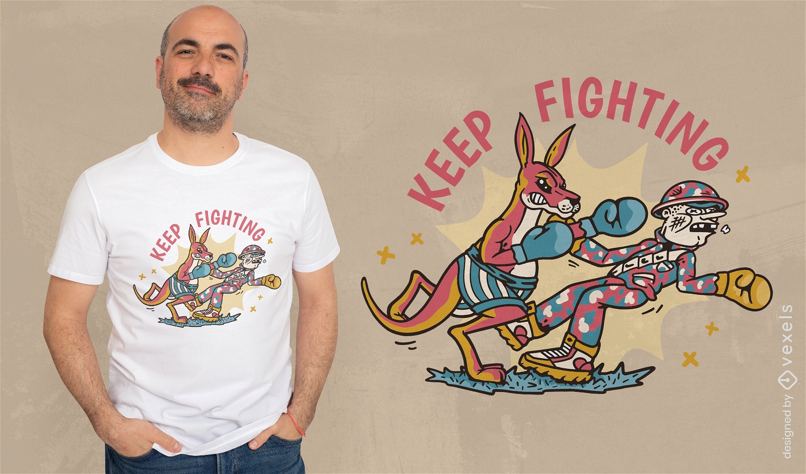 Boxing kangaroo fighting t-shirt design