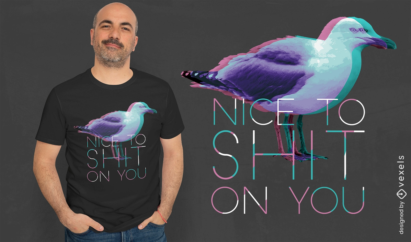 Design de camiseta engraçada de animal de pássaro de gaivota
