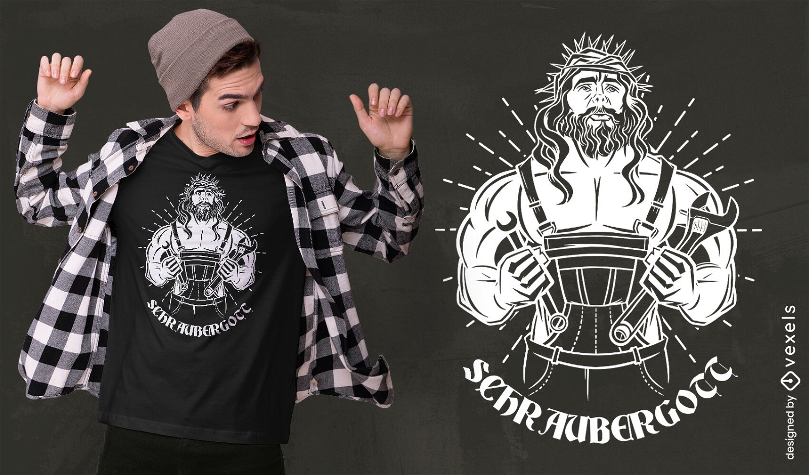 Jesus-Schraubendreher-Gott-T-Shirt-Design