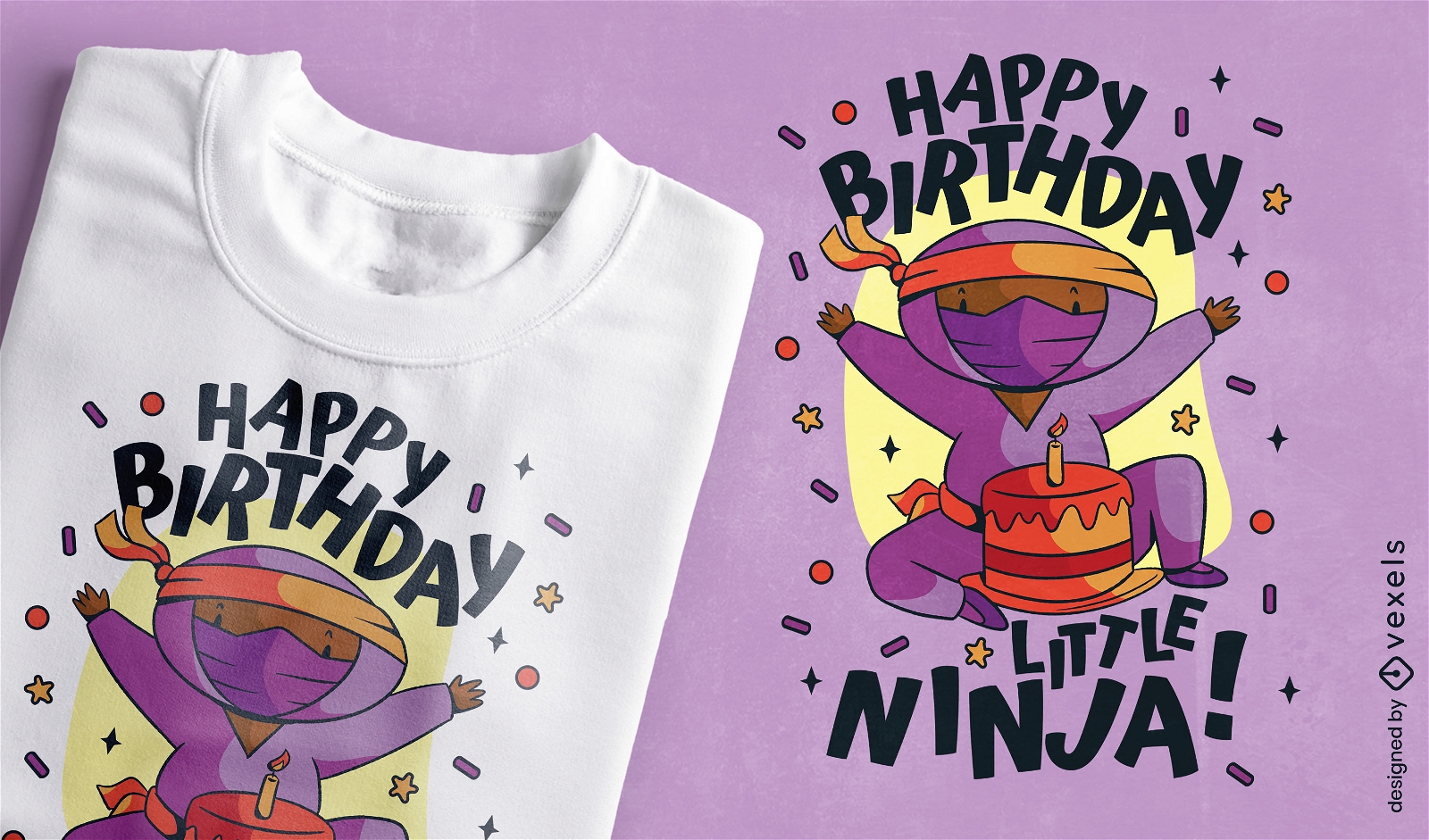 Diseño de camiseta de niño ninja de cumpleaños.