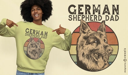Design de camiseta realista de cão pastor alemão