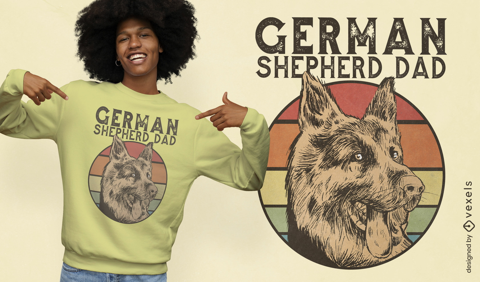 Deutscher Schäferhund realistisches T-Shirt-Design