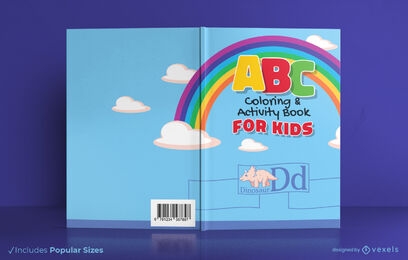 Arco-íris no design de capa de livro infantil do céu