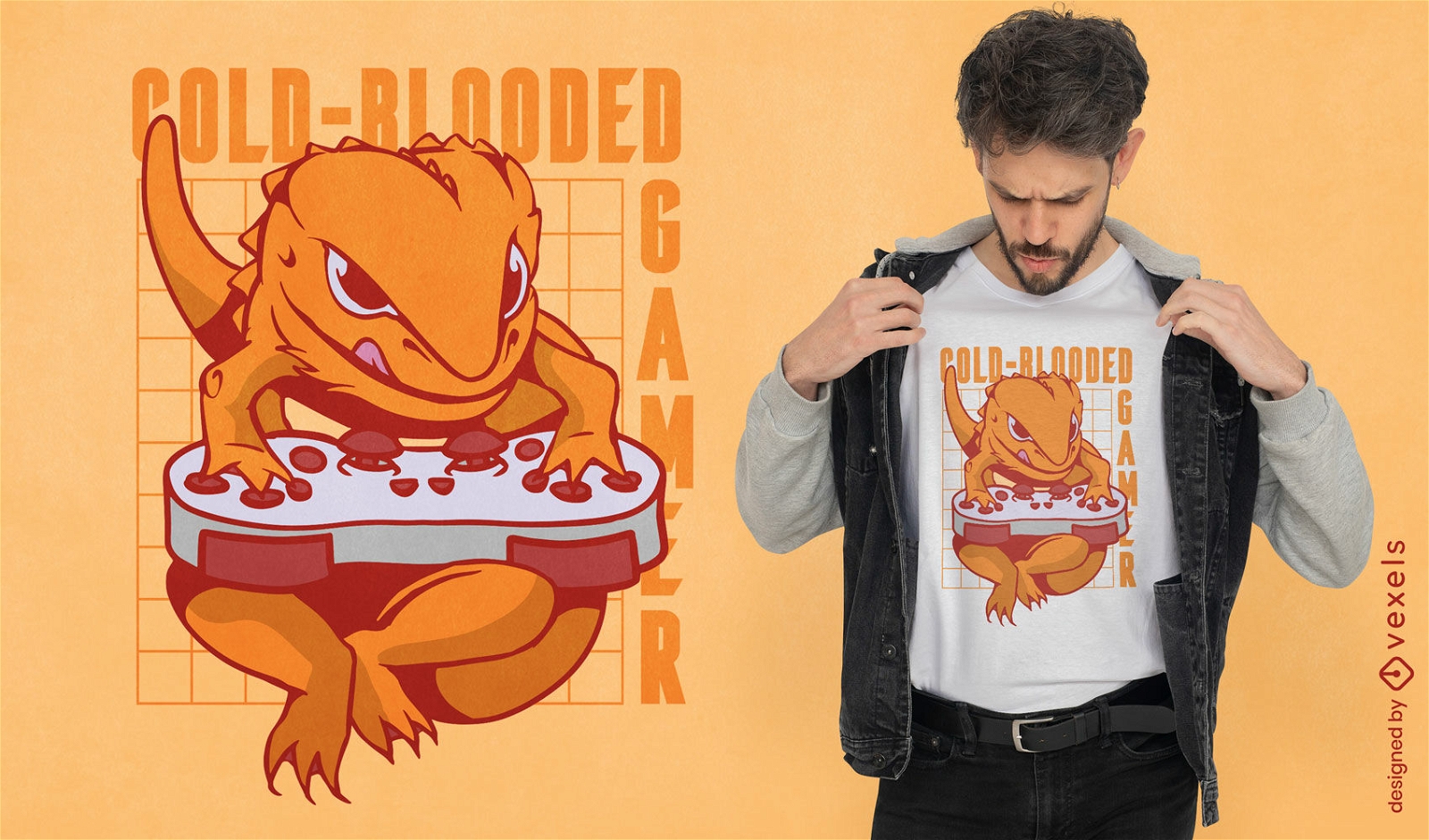 Design de camiseta gamer de sangue frio