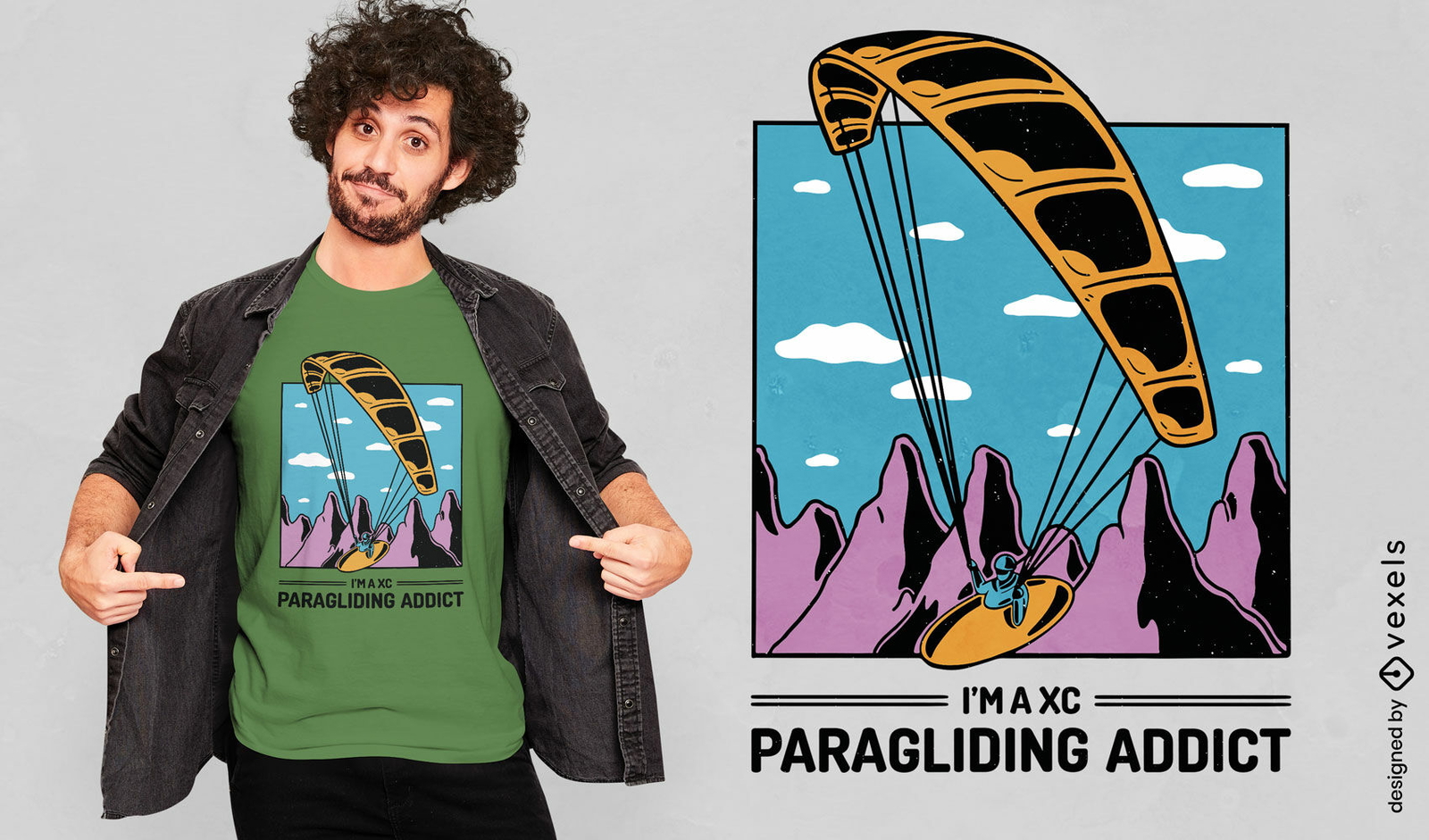 Design de camiseta com citação de paraglading