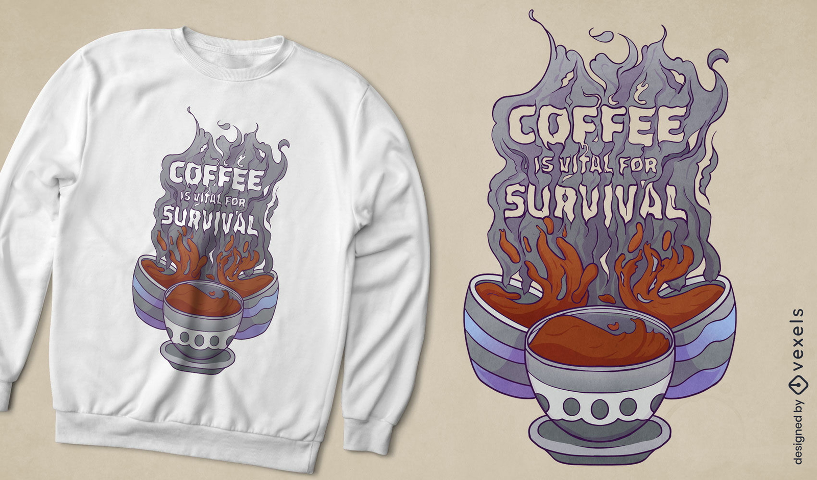 Diseño de camiseta de supervivencia de café.