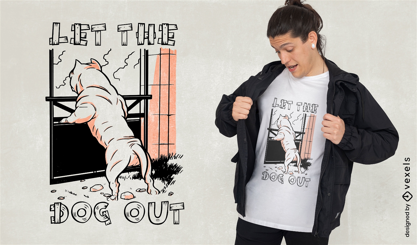 Pitbull-Hund heraus T-Shirt-Design