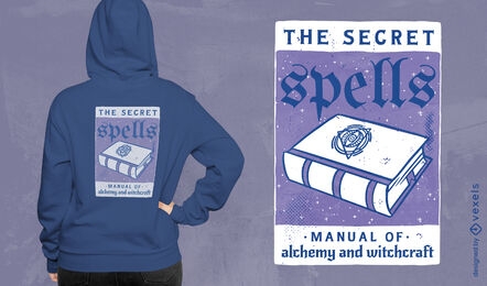Diseño de camiseta de libro de hechizos secretos