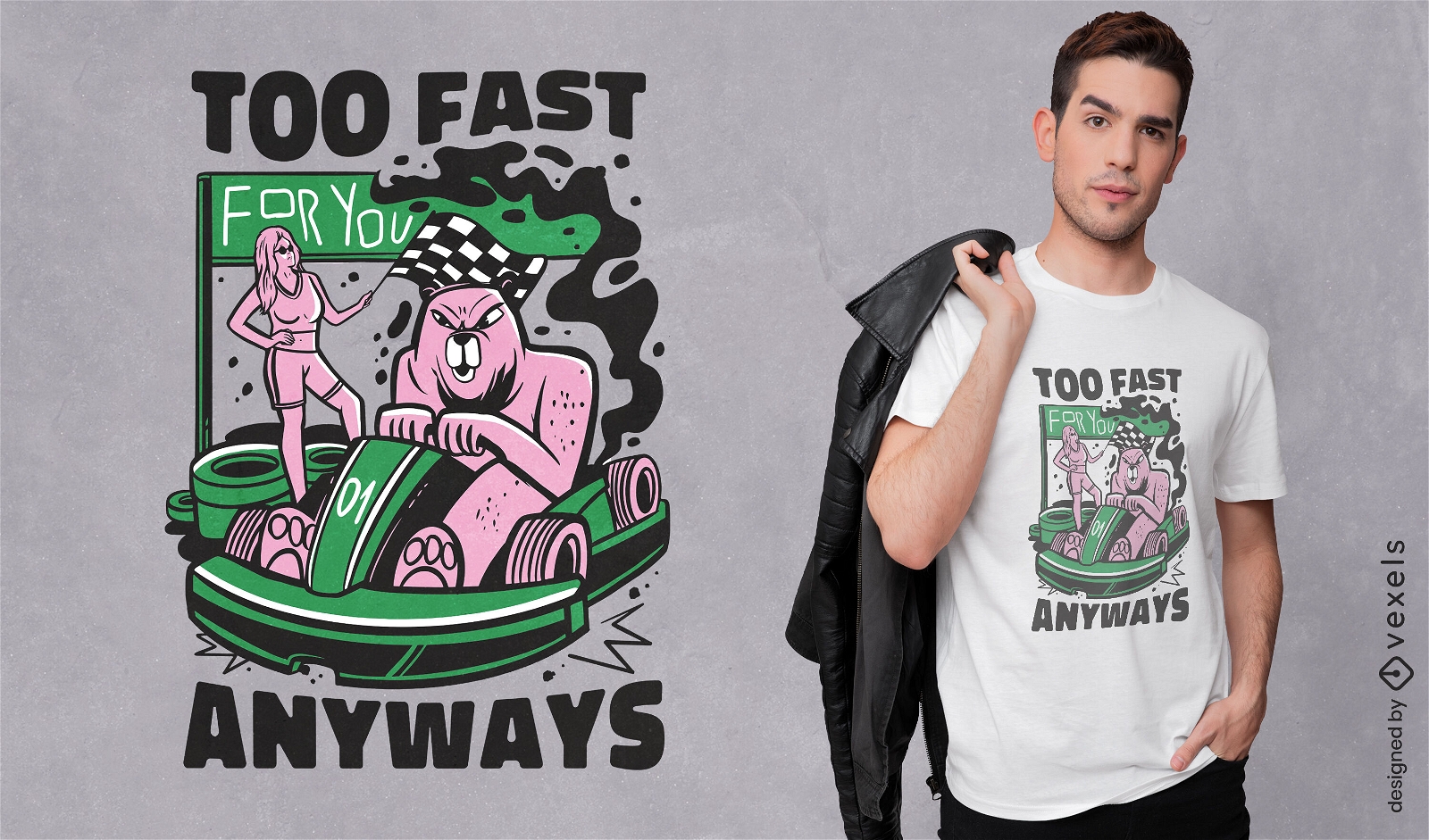 Design de camiseta com citação de kart muito rápido