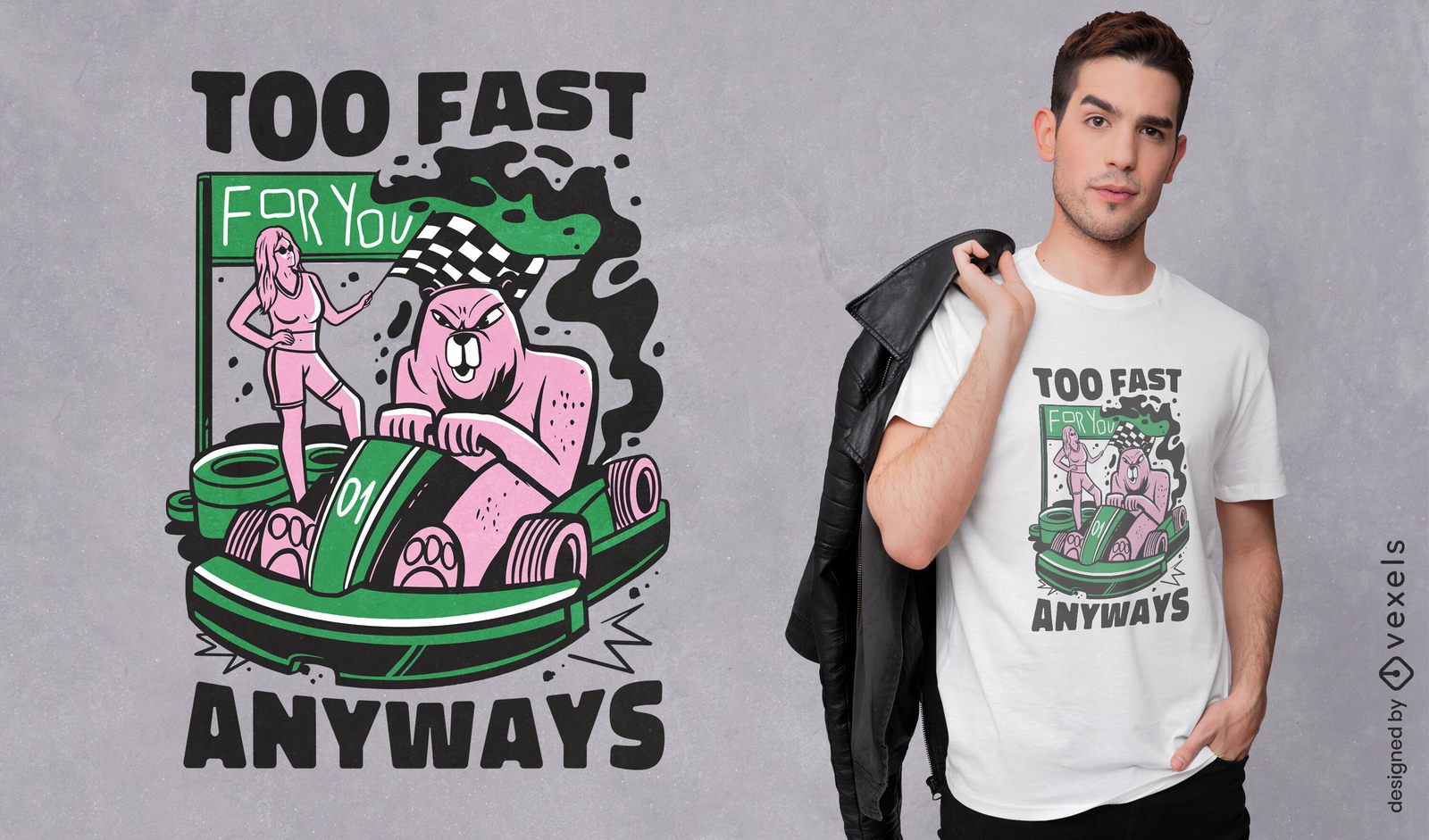 Diseño de camiseta con cita de go-kart demasiado rápido