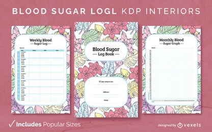 Blood sugar Daily Log Design Template KDP