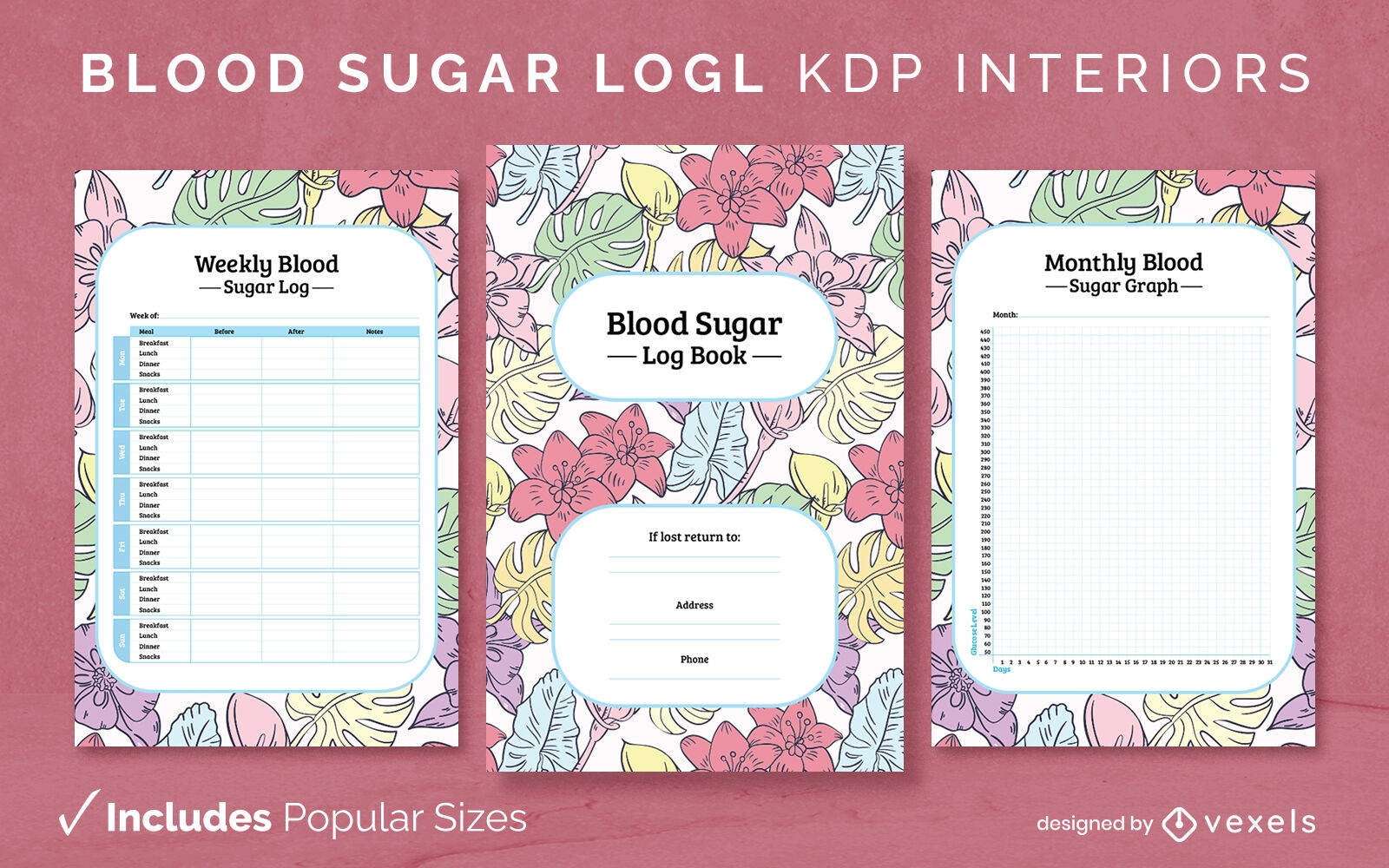 Modelo de design de registro diário de açúcar no sangue KDP
