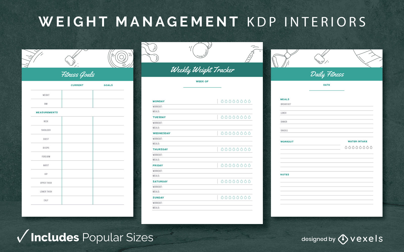 Control de peso diseño de páginas interiores kdp