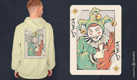 Design de camiseta de baralho de palhaço feliz