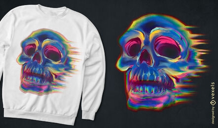 Design de camiseta colorida de crânio humano Trippy
