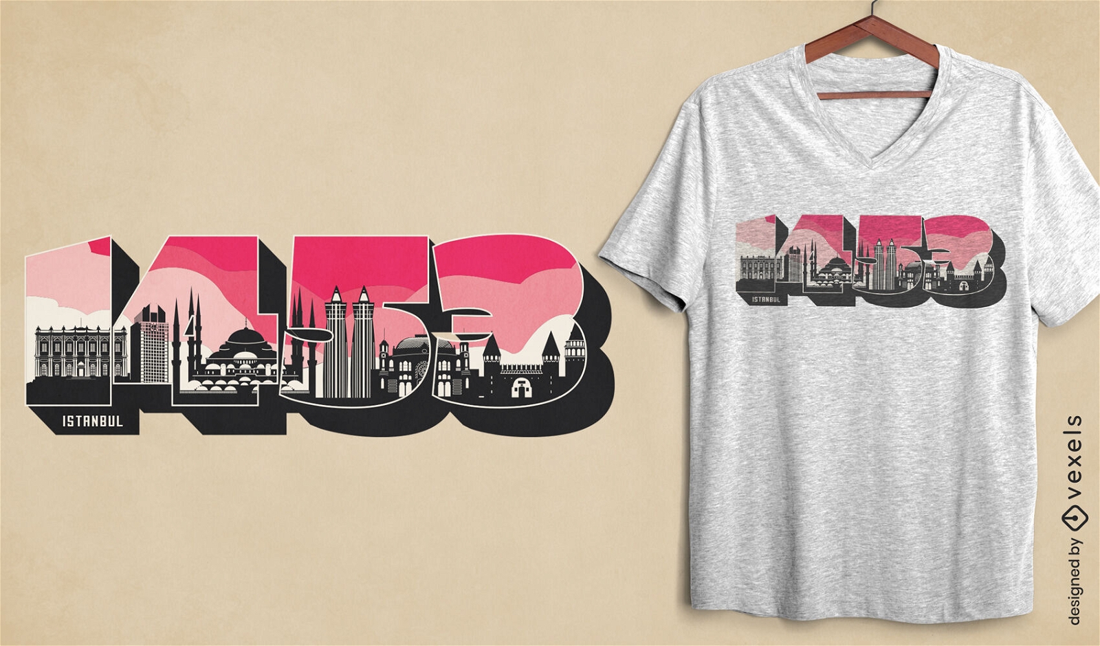 Diseño de camiseta del horizonte de la ciudad de Estambul