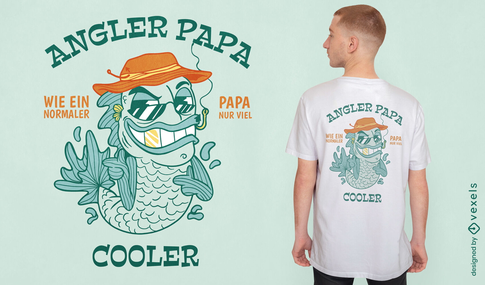 Cartoon fish with sunglasses t-shirt design