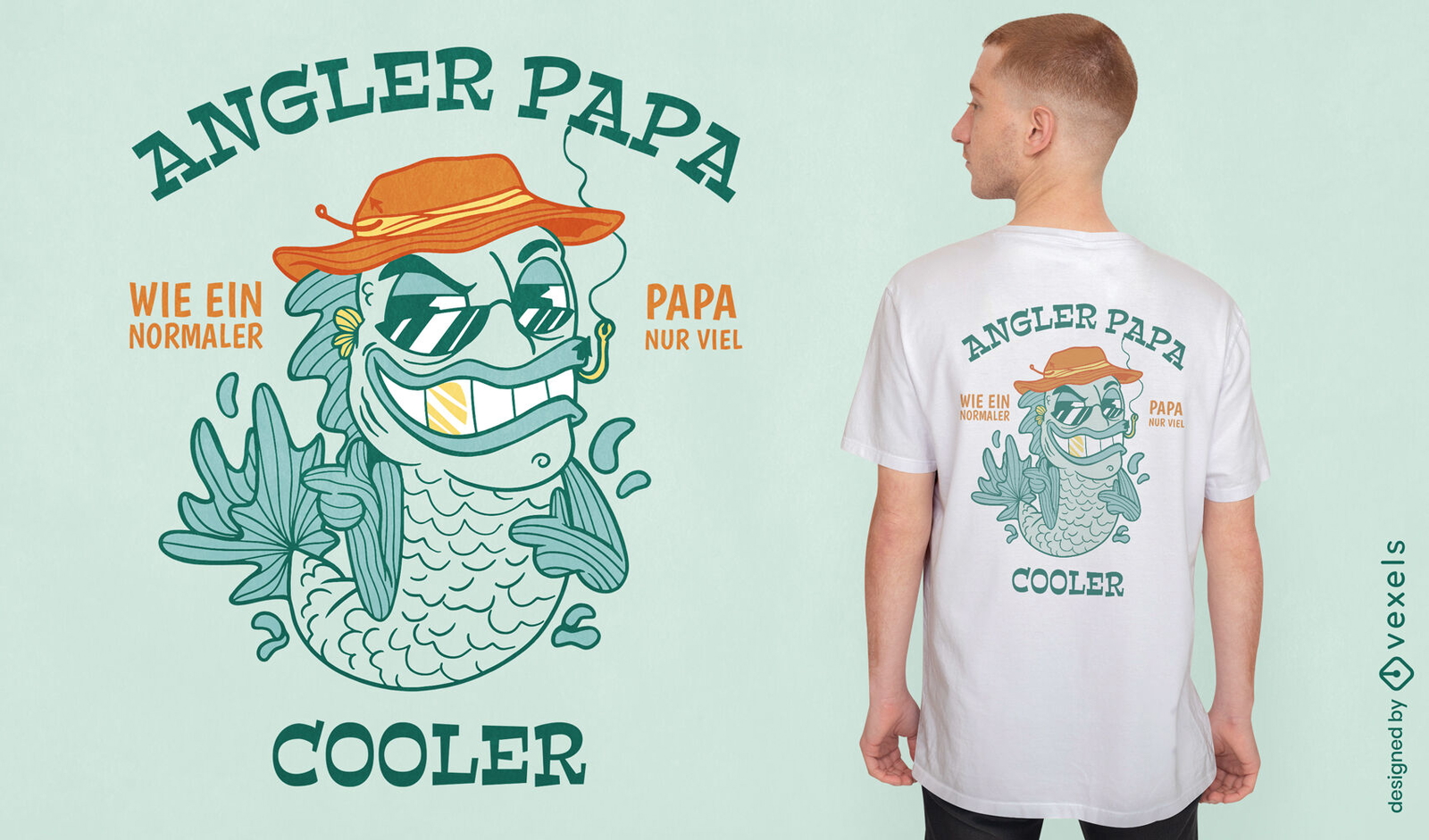 Peixe de desenho animado com design de camiseta de óculos de sol