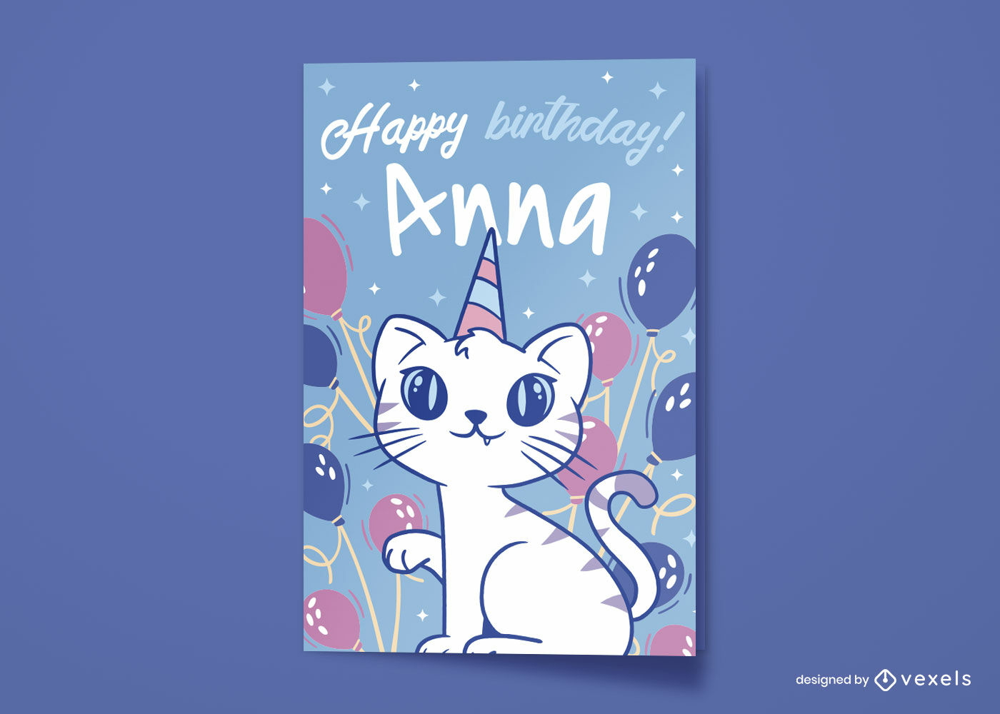 Diseño de tarjeta de felicitación de feliz cumpleaños gato