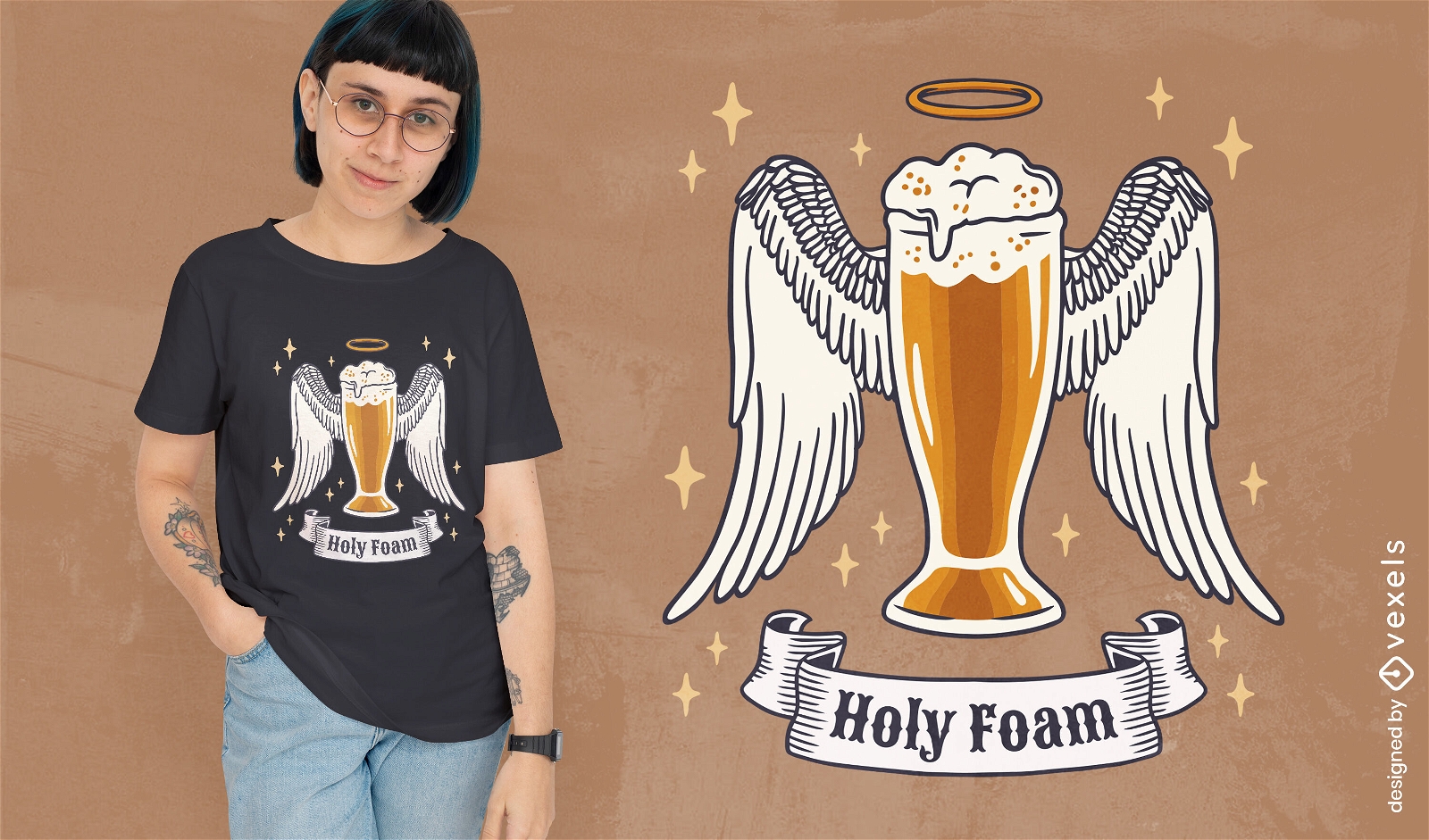 Diseño de camiseta de cerveza de espuma sagrada.